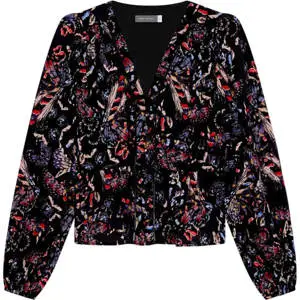 Mint Velvet Black Abstract Print Tie Detail Top